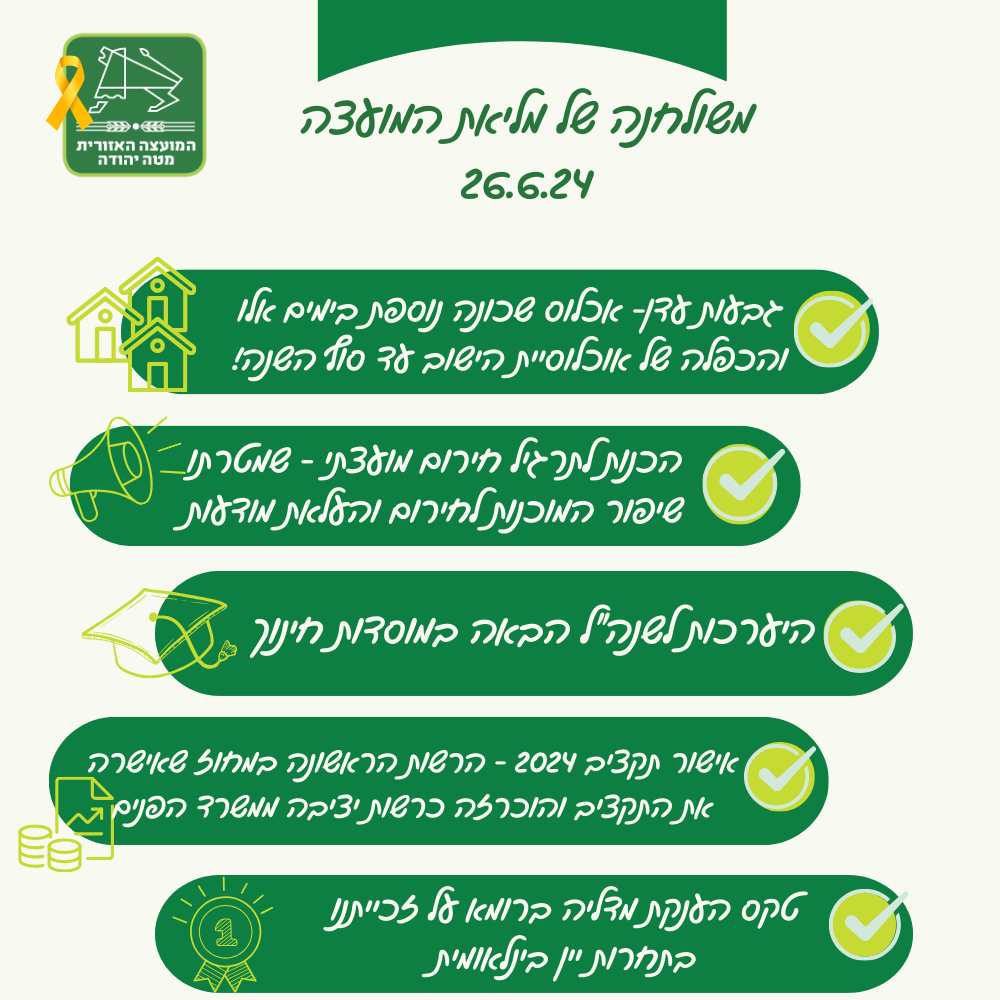 משולחנה של מליאת המועצה 26.6.24