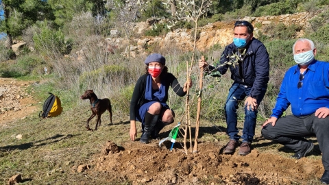 שר החקלאות נטע עץ במחאה נגד הבנייה ברכס לבן (2).jpg